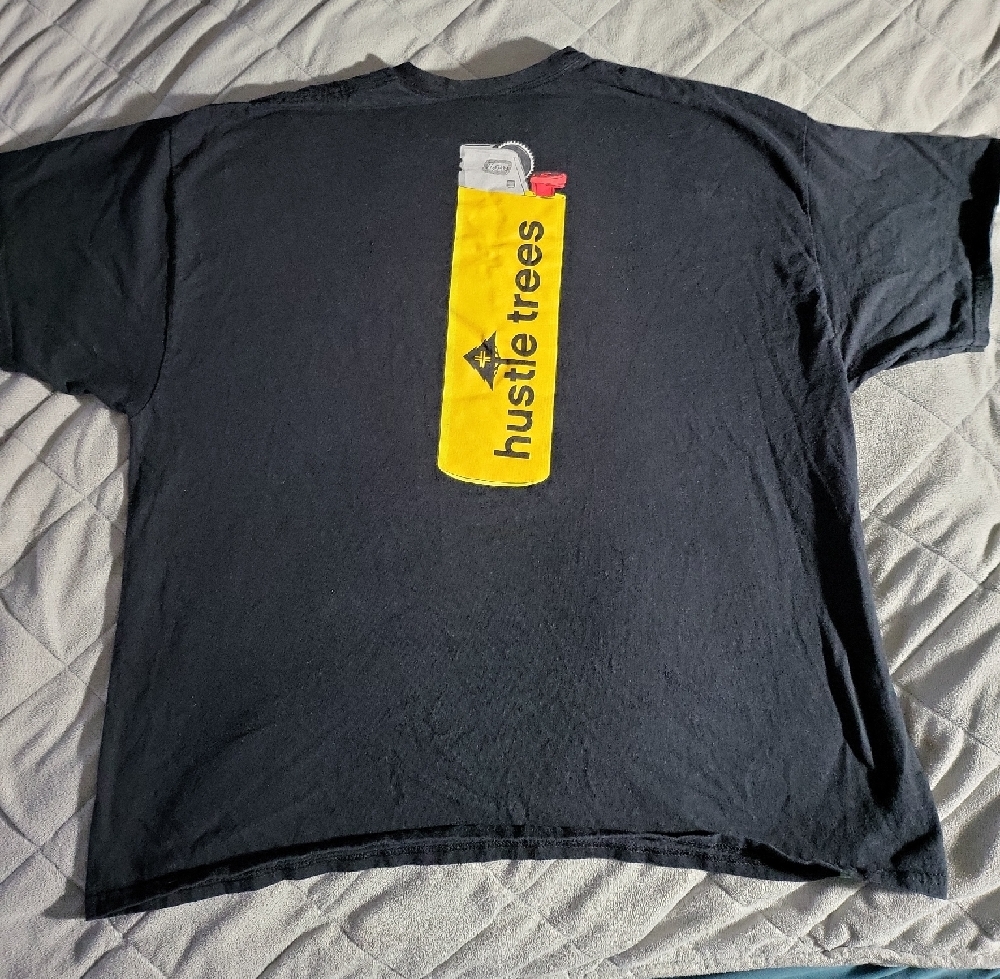 Black T-Shirt for Men - LRG -  HUSTLE TREES ON LIGHTER ON BACK OF THE T.